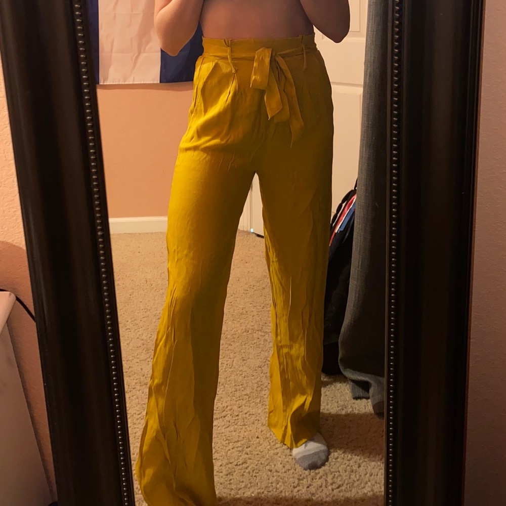 Mustard yellow flowy pants